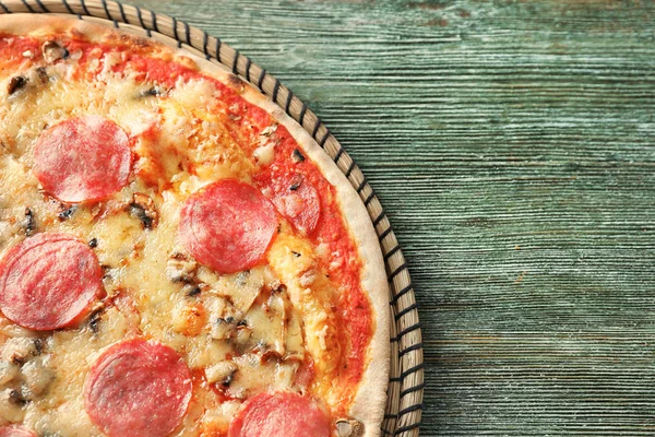 Tasty Italian Pizza Wooden Table — Stock Photo, Image