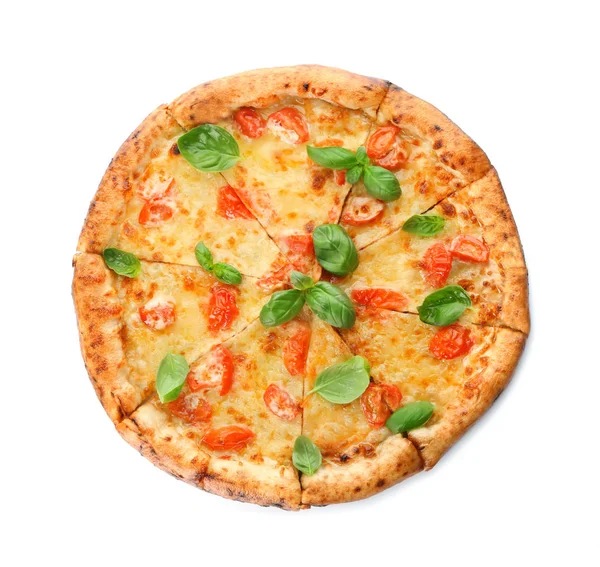 Lezzetli pizza Margherita beyaz arka plan üzerinde