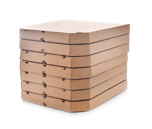 Cardboard Pizza Boxes White Background — Stock Photo, Image