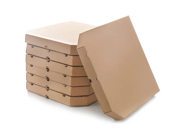 Cardboard Pizza Boxes White Background — Stock Photo, Image