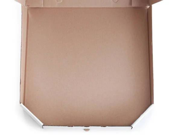 Öppen Kartong Pizza Box Vit Bakgrund — Stockfoto
