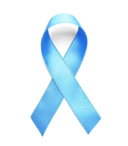 Ruban Bleu Sur Fond Blanc Sensibilisation Cancer Prostate — Photo