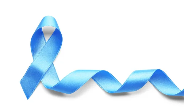 Blue Ribbon White Background Prostate Cancer Awareness — Stock Photo, Image