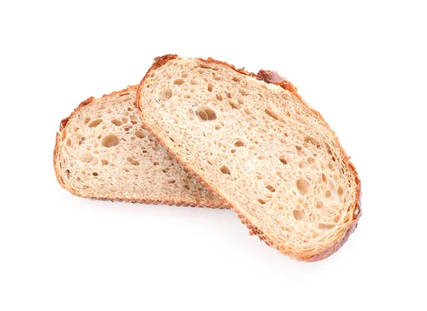 Stücke Leckeres Frisches Brot Auf Weißem Hintergrund — Stockfoto