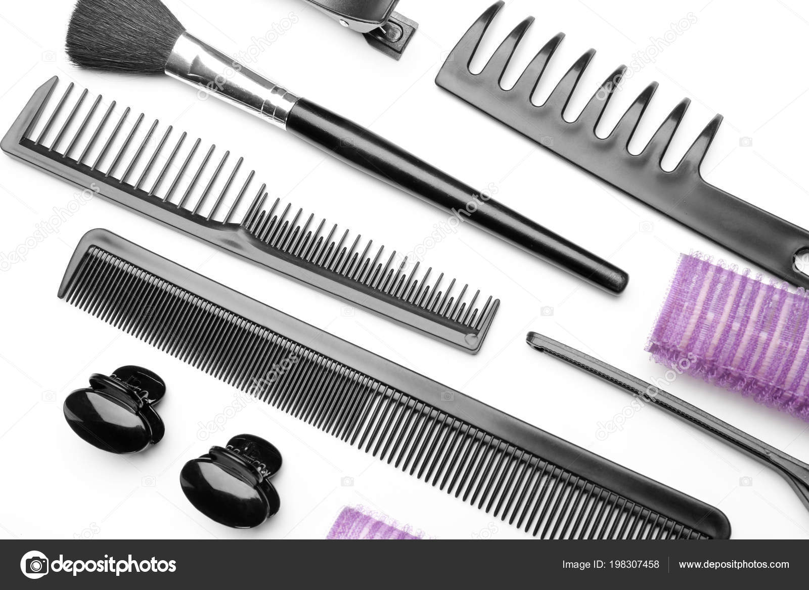 Professional Hairdresser Supplies White Background Stock Photo