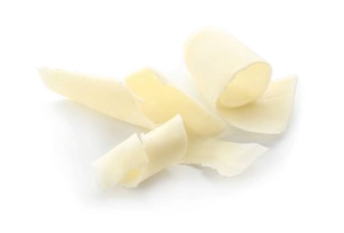 Beyaz arka planda çikolata bukleleri