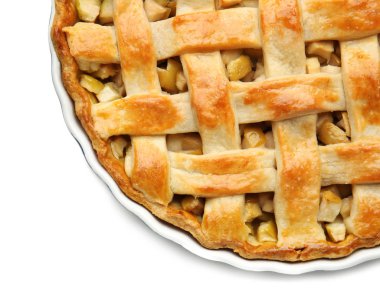 Lezzetli ev yapımı elma pasta beyaz arka plan üzerinde