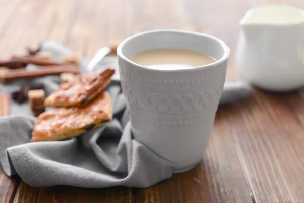 Cup Aromatic Tea Milk Table — Stock Photo, Image