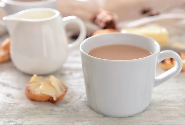 Cup Aromatic Tea Milk Table — Stock Photo, Image
