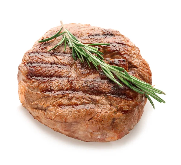 Finom Grillezett Húsokat Rozmaring Fehér Háttér — Stock Fotó