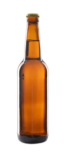 Glass Bottle Beer White Background — Stock Photo, Image