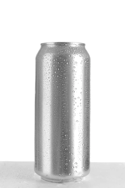 Canette Bière Aluminium Sur Fond Blanc — Photo