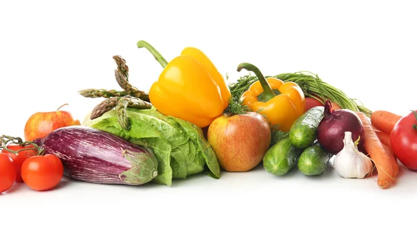 Taze Meyve Sebze Beyaz Arka Plan Üzerinde Sağlıklı Gıda Kavramı — Stok fotoğraf
