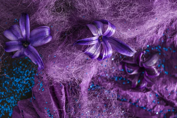 Purple Flowers Fibers Paper Closeup — Stock Photo, Image