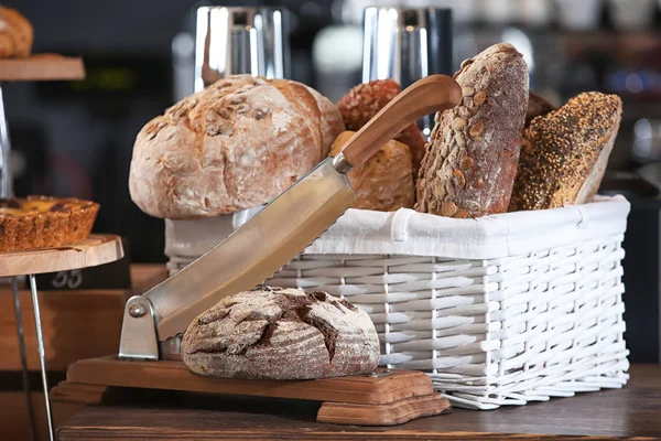 Delizioso Pane Fresco Tavola Panetteria — Foto Stock