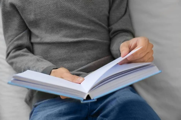 Man Reading Interesting Book Home — Stock Photo, Image