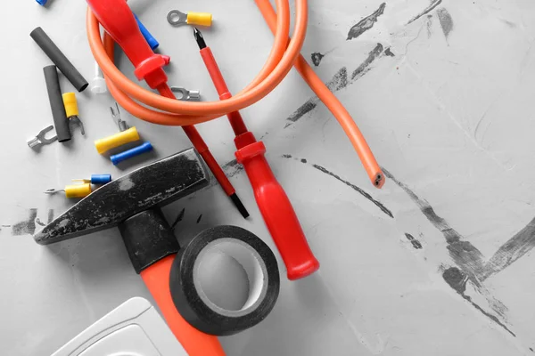 Electrician Supplies Light Background — Stock Photo, Image