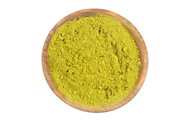 Cuenco Con Matcha Polvo Aislado Blanco — Foto de Stock