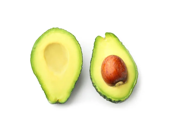 Helften Van Verse Avocado Witte Achtergrond — Stockfoto