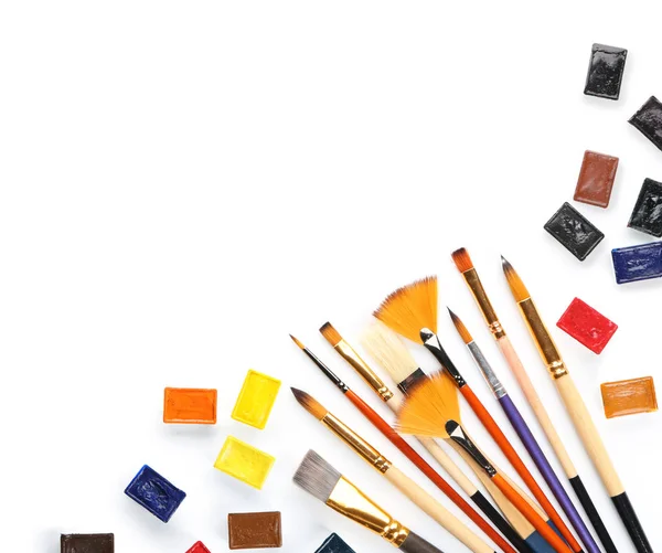 Brushes Paints White Background — Stock Photo, Image