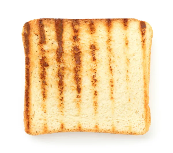 Lekker Geroosterd Brood Witte Achtergrond Bovenaanzicht — Stockfoto