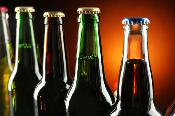 Fresh Beer Glass Bottles Dark Background — Stock Photo, Image