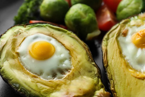 Baked Avocado Eggs Plate Closeup — Stock Photo, Image