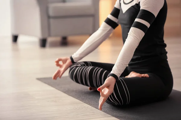 Beautiful Woman Practicing Yoga Indoors — Stock Photo, Image