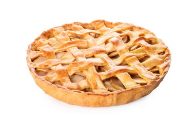 Lezzetli ev yapımı elma pasta beyaz arka plan üzerinde