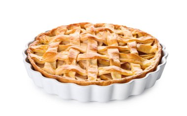 Lezzetli ev yapımı elma pasta beyaz arka plan üzerinde