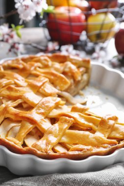 Tablo, closeup lezzetli elmalı turta