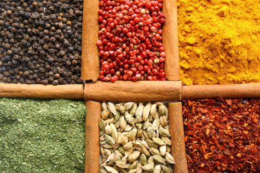 Çeşit baharat, üstten görünüm