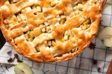 Tablo, closeup lezzetli elmalı turta