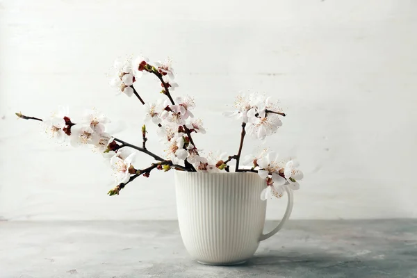 Vase Avec Belles Branches Fleurs Sur Table — Photo