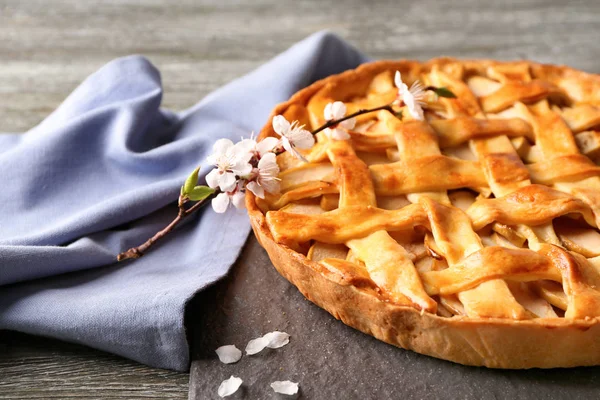 Tasty Homemade Apple Pie Wooden Table — Stock Photo, Image