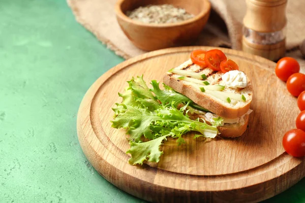 Toasted Bread Vegetables Wooden Board — Stock Photo, Image