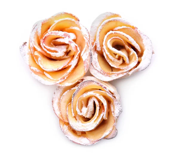 Tasty Apple Roses Puff Pastry White Background — Stock Photo, Image