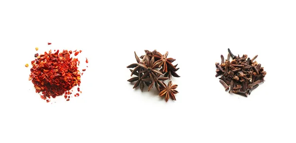 Different Kinds Spices White Background — Stock Photo, Image