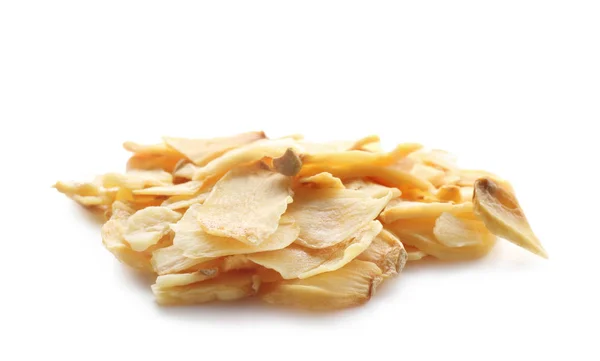 Dried Garlic Flakes White Background — Stock Photo, Image