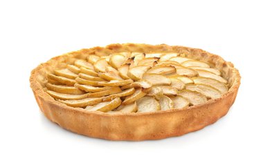 Lezzetli ev yapımı elma pasta beyaz arka plan üzerinde