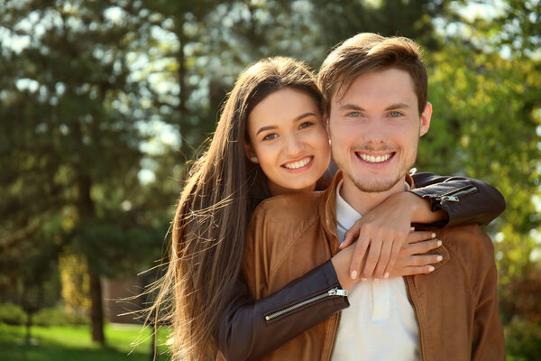 Young couple in love outdoors