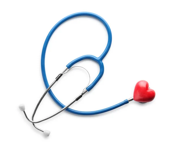 Medical Stethoscope Heart White Background Health Care Concept — Stock Photo, Image
