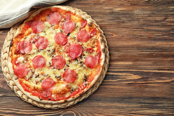 Tasty Italian Pizza Wooden Table — Stock Photo, Image