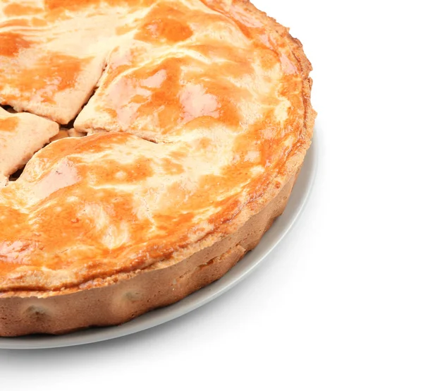 Lezzetli ev yapımı elma pasta beyaz arka plan üzerinde