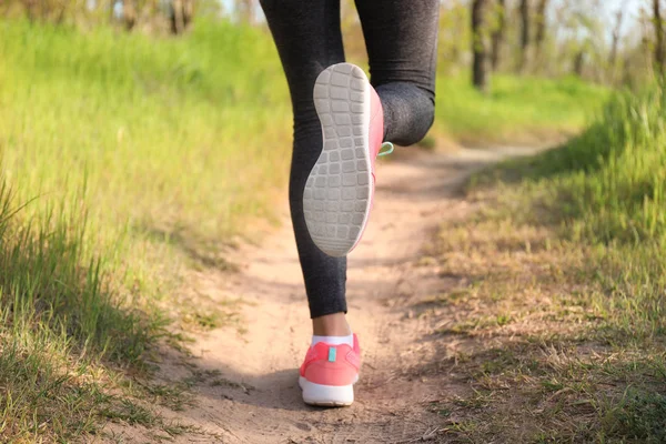 Sporty Young Woman Running Park — Stock Photo, Image