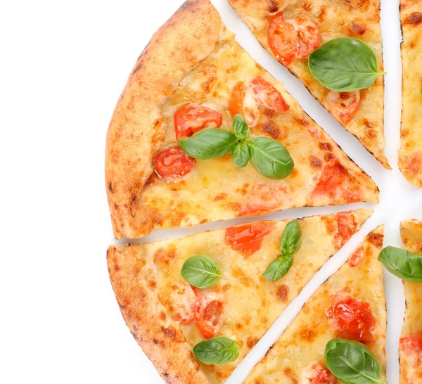 Вкусная Пицца Маргарита Белом Фоне — стоковое фото