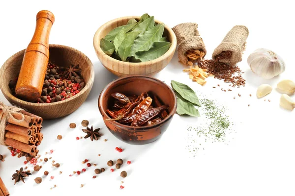 Variety Spices White Background — Stock Photo, Image