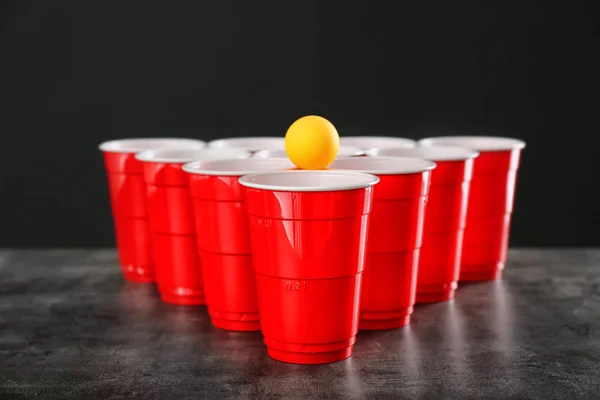 Cups Ball Beer Pong Table — Stock Photo, Image