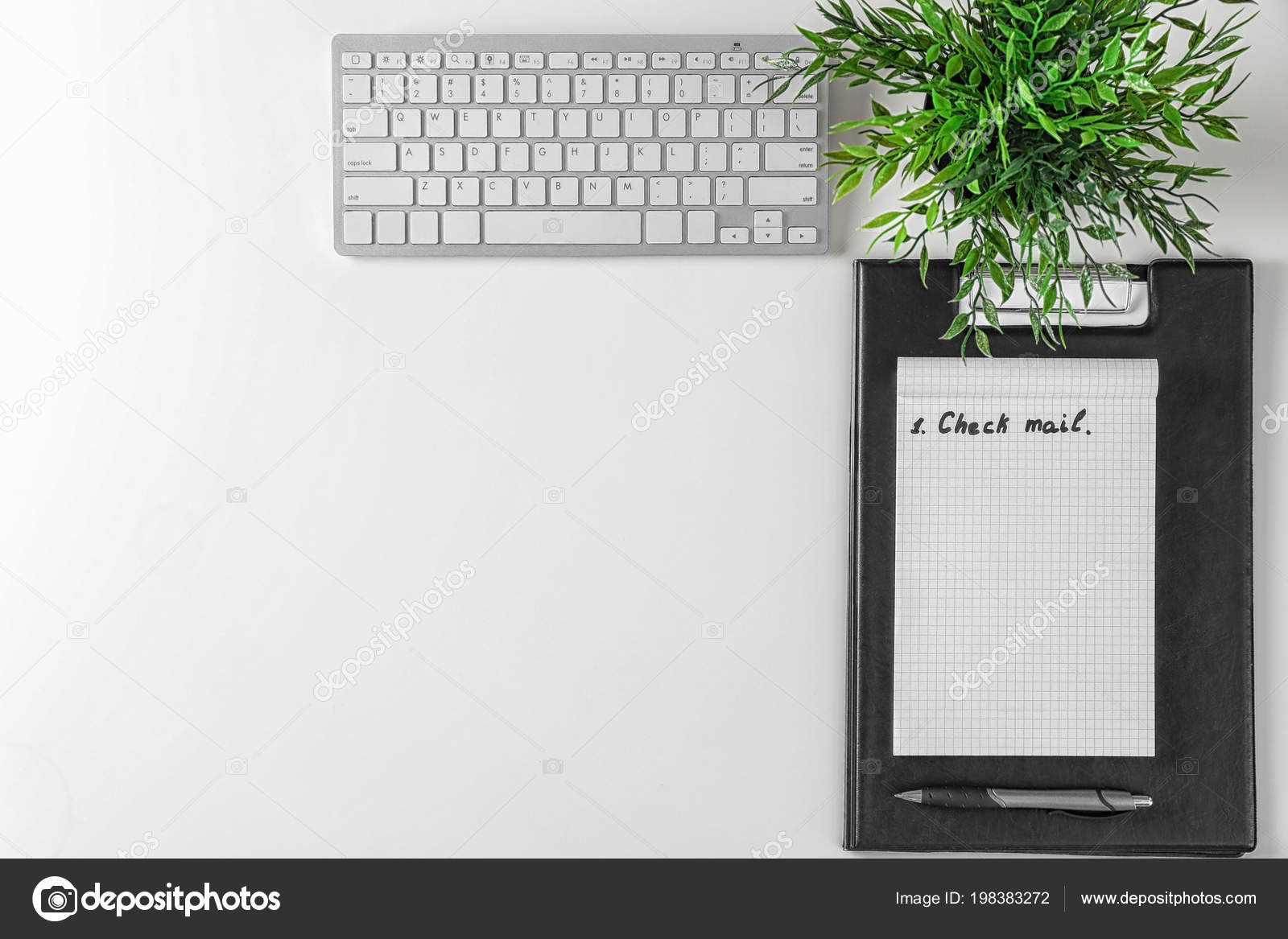 Clipboard Phrase Check Mail Computer Keyboard White Background