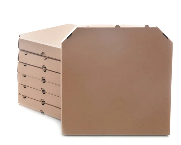 Cardboard Pizza Boxes White Background — Stock Photo, Image